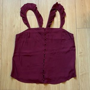 Madewell Burgundy Tank Top with Ruffle Straps